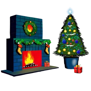 Enchanted Christmas Fireplace Scene PNG Ked46 PNG