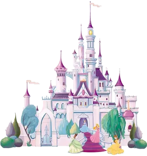 Enchanted Disney Castlewith Princesses PNG image