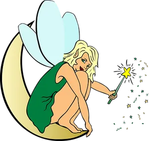 Enchanted Fairywith Magic Wand PNG image