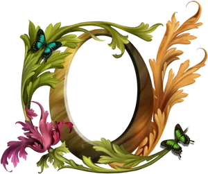 Enchanted_ Floral_ Letter_ O PNG image