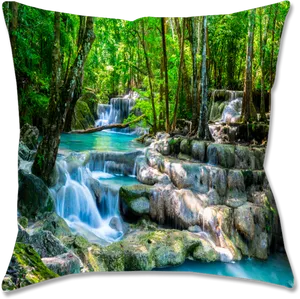 Enchanted Forest Waterfall Serenity PNG image