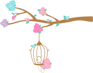 Enchanted Garden Floral Birdcage PNG image