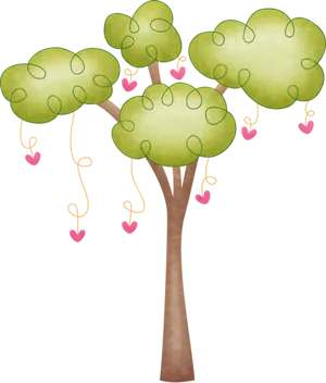 Enchanted Garden Heart Tree Illustration PNG image