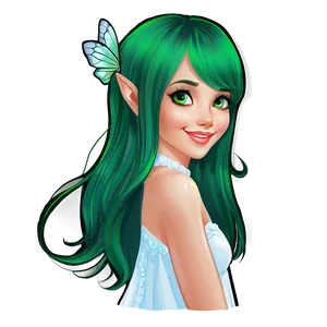 Enchanted Green Hair Fairy PNG 41