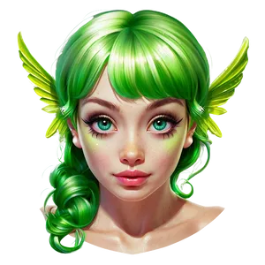 Enchanted Green Hair Fairy PNG Qfu