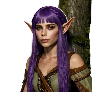 Enchanted Purple Hair Forest Elf PNG Eth PNG