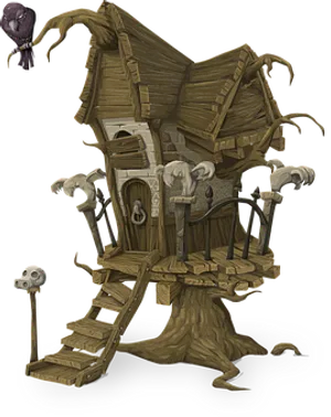Enchanted Treehouse Illustration PNG