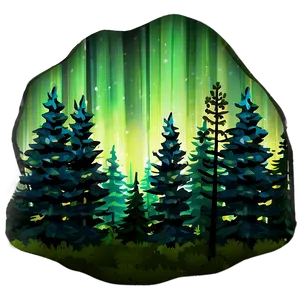 Enchanting Aurora Forest View PNG Xng PNG