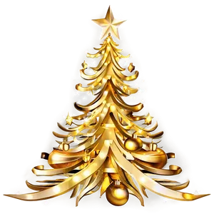 Enchanting Gold Christmas Tree Night PNG 19
