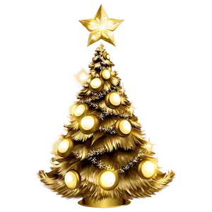 Enchanting Gold Christmas Tree Night PNG Dwq74 PNG