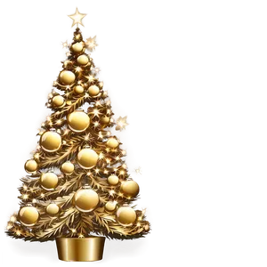 Enchanting Gold Christmas Tree Night PNG Fbp