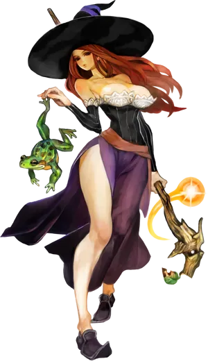 Enchanting Sorceresswith Frogand Staff.png PNG image