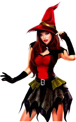 Enchanting Witchin Red Hat PNG image