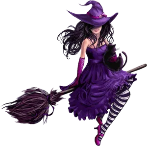 Enchanting Witchon Broomstick PNG image