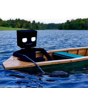 Enderman In Boat Sailing PNG Jys PNG