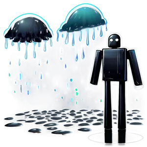 Enderman Under Rain Illustration PNG 45
