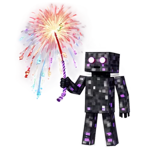 Enderman With Fireworks Background PNG 7 PNG
