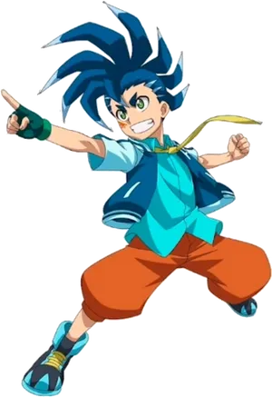 Energetic Beyblade Character Pose PNG image