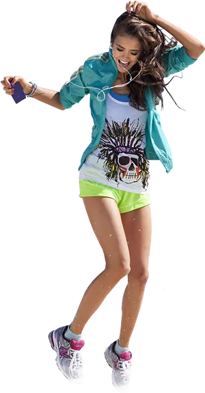 Energetic Dance Move Casual Outfit PNG image