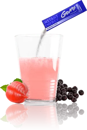 Energy Drink Powder Pouring Into Glass