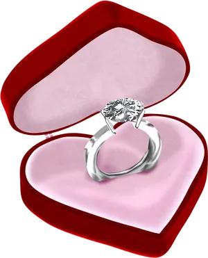 Engagement Ringin Red Velvet Box PNG