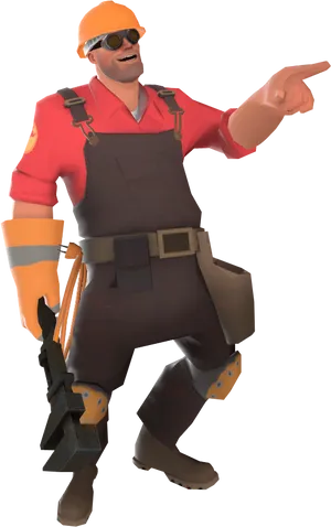 Engineer Pointing Team Fortress2 PNG image