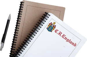 England Crest Notebookand Pen PNG image