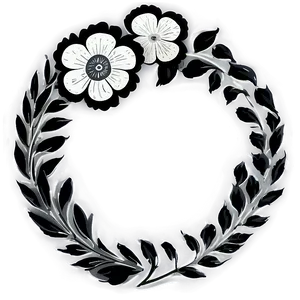 Engraved Black And White Flowers PNG Blw92 PNG