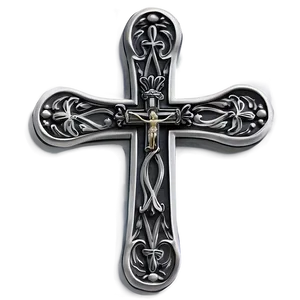 Engraved Catholic Cross Motif PNG Wlq19