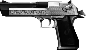 Engraved Desert Eagle Pistol PNG image