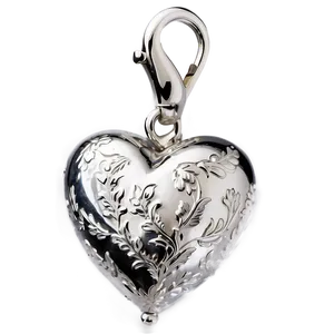 Engraved Silver Heart PNG 06282024