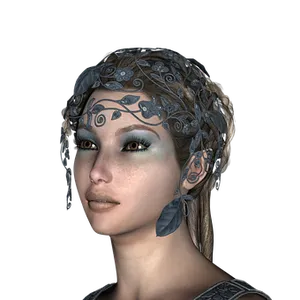 Enigmatic Queenwith Metallic Crown PNG image