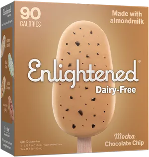 Enlightened Dairy Free Mocha Chocolate Chip Ice Cream Bar PNG image