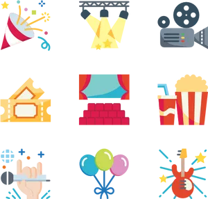 Entertainment Icons Set PNG image