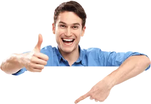 Enthusiastic Man Giving Thumbs Up PNG image