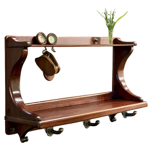 Entryway Wall Shelf With Hooks PNG Ikf26 PNG