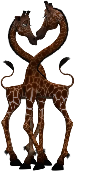 Entwined Giraffes Surreal Art PNG image