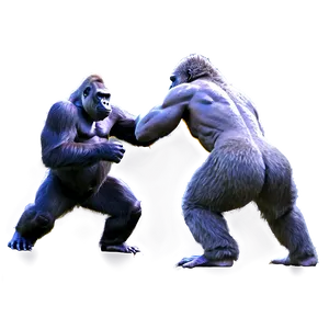 Epic Gorilla Battle Scene Png 3 PNG image