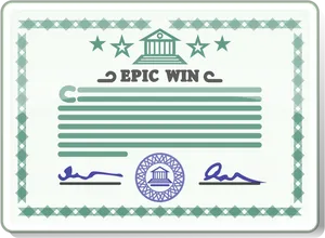 Epic Win Certificate Template PNG image