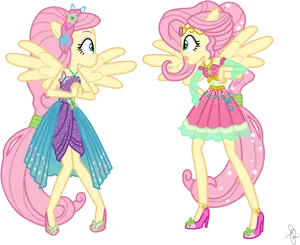 Equestria Girls Fluttershy Variants PNG