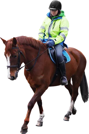 Equestrian Riderin Hi Vis Gear PNG image