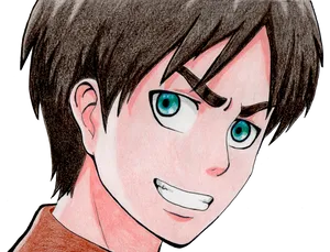 Eren Yeager Anime Portrait PNG image