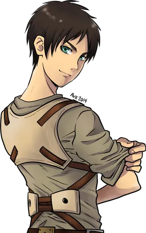 Eren Yeager Attackon Titan Illustration PNG image