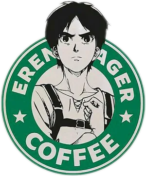 Eren Yeager Coffee Logo Parody PNG