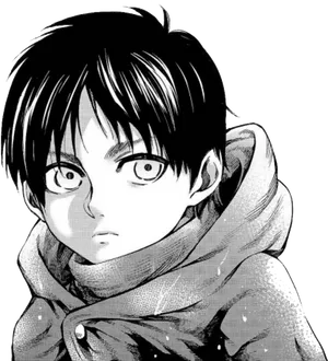 Eren Yeager Intense Gaze Manga Art PNG image