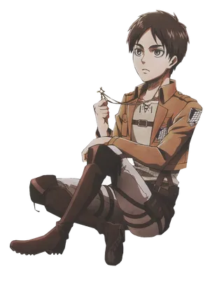 Eren Yeager Sittingwith Key PNG image