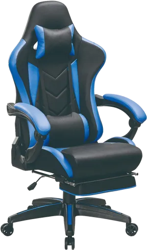 Ergonomic Gaming Chair Blue Black PNG image