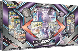 Espeon G X Premium Collection Pokemon Cards Box PNG image