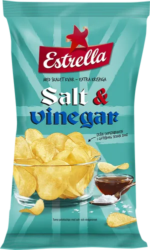 Estrella Saltand Vinegar Chips Package PNG