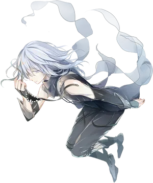 Ethereal_ Anime_ Character_ Floating PNG image
